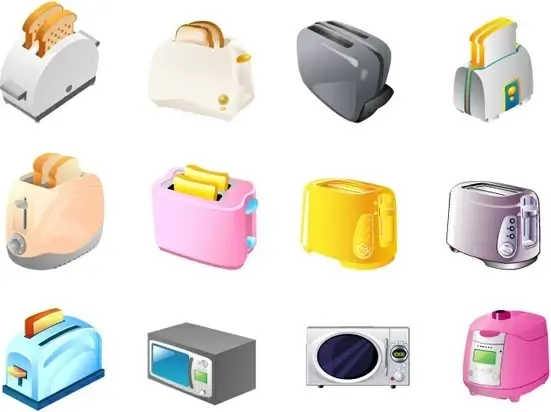 toaster microwave rice cooker vector