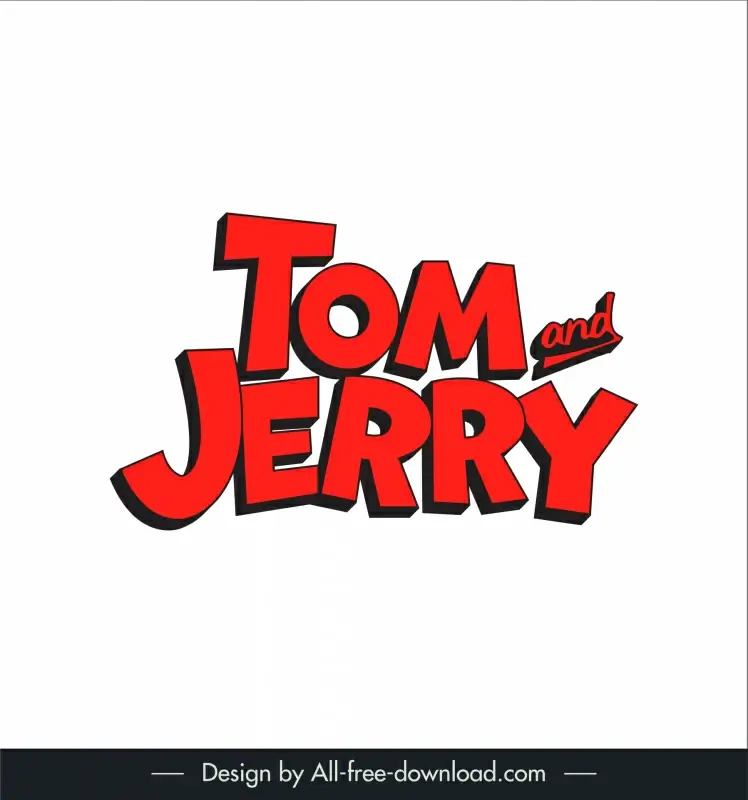 tom and jerry typo logo template flat red texts outline