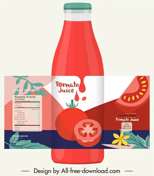 tomato juice label template red decor classic design