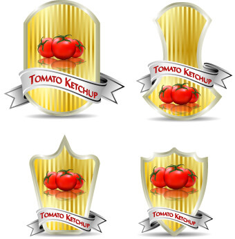 tomato ketchup labels vector