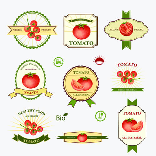 tomato labels vintage vector