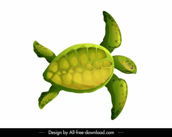 tortoise icon colorful flat sketch swimming gesture