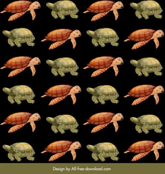 tortoises turtles pattern dark colored repeating sketch