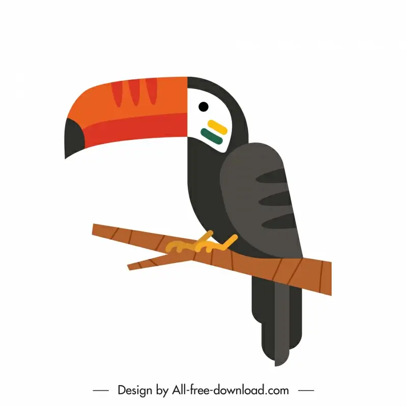 toucan bird icon flat cute cartoon outline 
