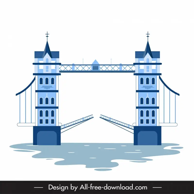 tower bridge london advertising poster flat classical symmetric architecture shape