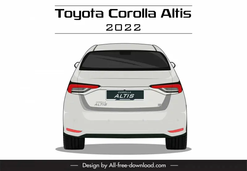 toyota corolla altis 2022 car model advertising template modern flat symmetric back view design