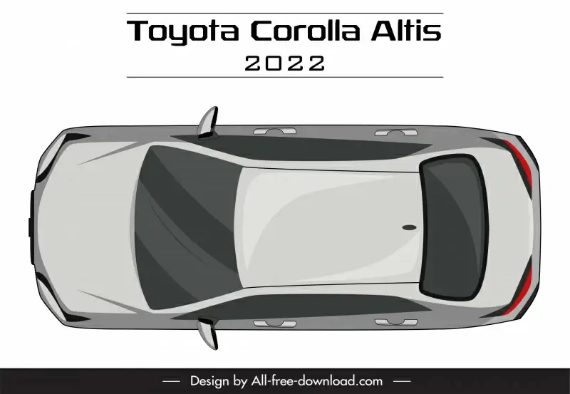 toyota corolla altis 2022 car model icon flat symmetric top view modern design 