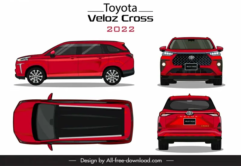 toyota veloz cross 2022 car model advertising template different views sketch modern design
