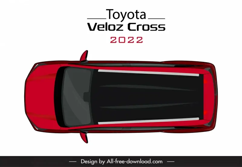 toyota veloz cross 2022 car model template flat symmetric top view sketch modern design