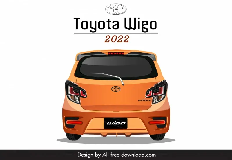 toyota wigo 2022 car model advertising template flat symmetric back view design 