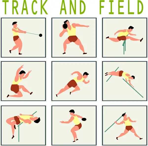 track and field promotion vector illustration with games