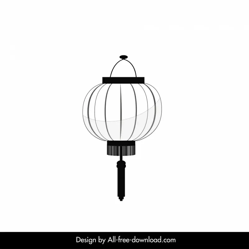 traditional japanese lantern icon classic black white round outline