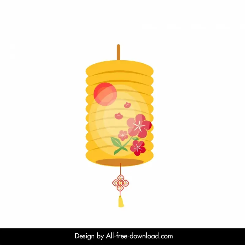traditional japanese lantern icon petal flower decor