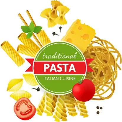 traditional pasta art background vector