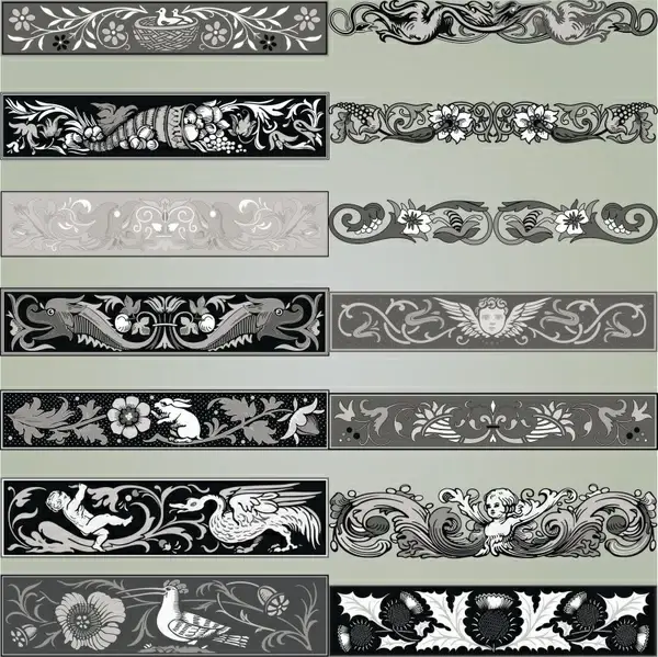 european decorative templates retro symmetric nature elements decor