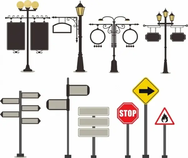 traffic sign icons collection classical design