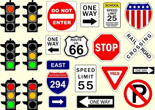 traffic signs templates colored classical flat design