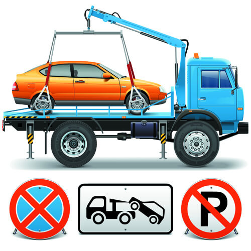 trailers and traffic signs vector