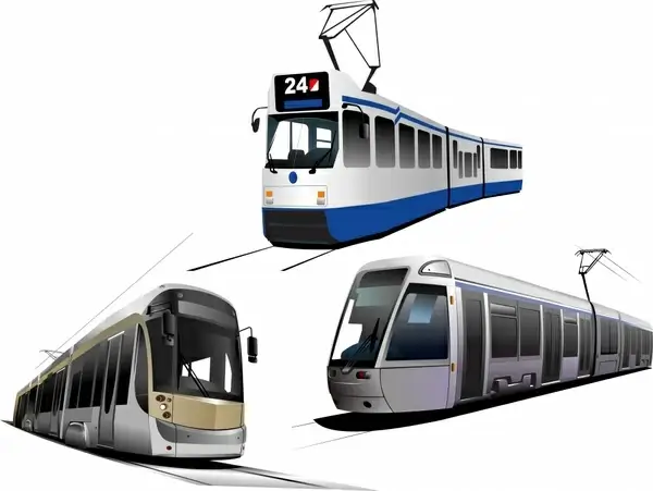 tramcar icons modern 3d design
