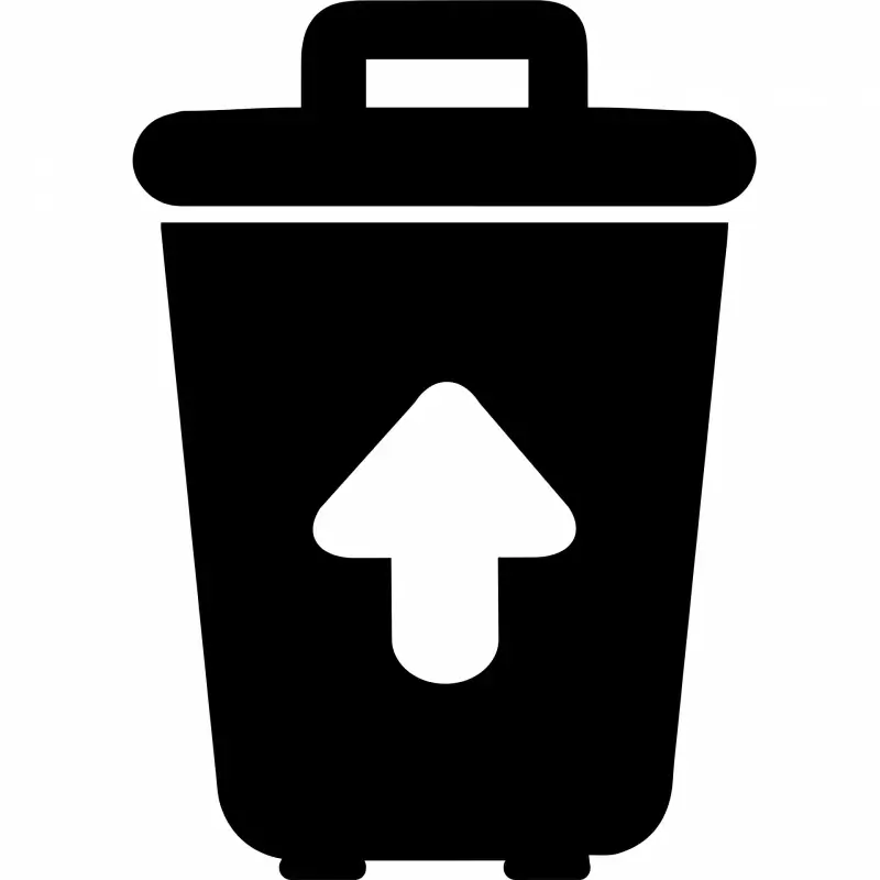trash restore sign icon black white dust bin arrow sketch