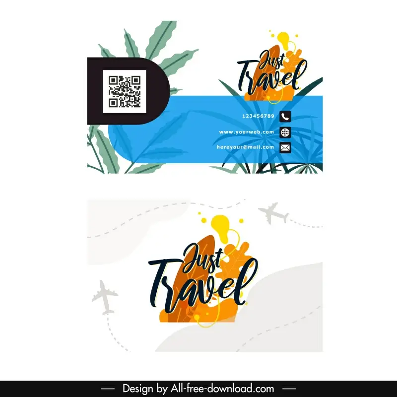 travel agency business card template dynamic flat classic travel elements 