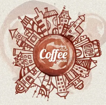 travel and coffee elements vector background graphics