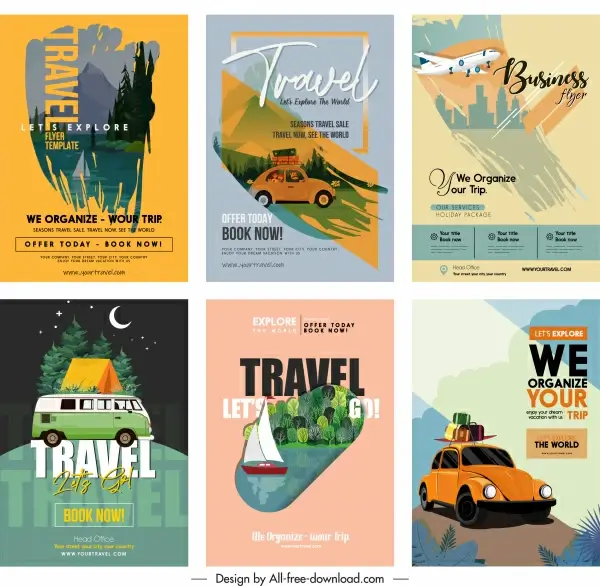 travel banner templates colorful classical decor
