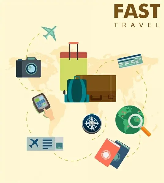 travel concepts illustration with personal tourism tools