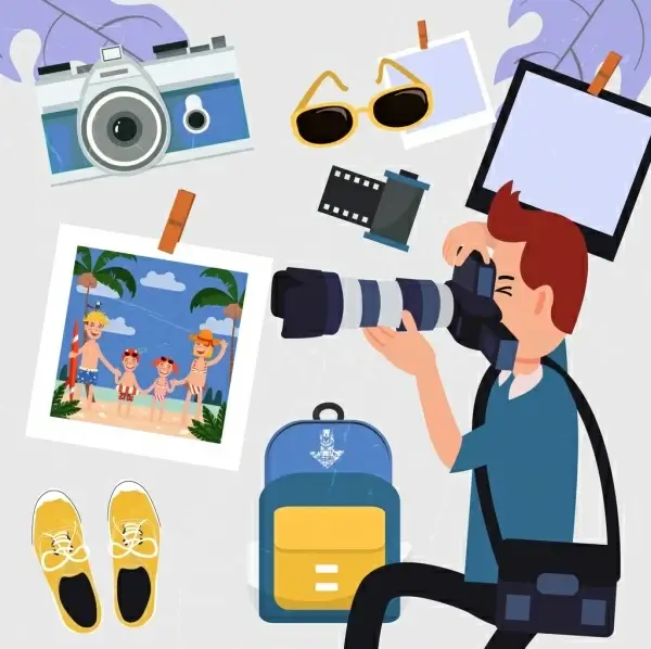 travel design elements photographing male icon personal accessories