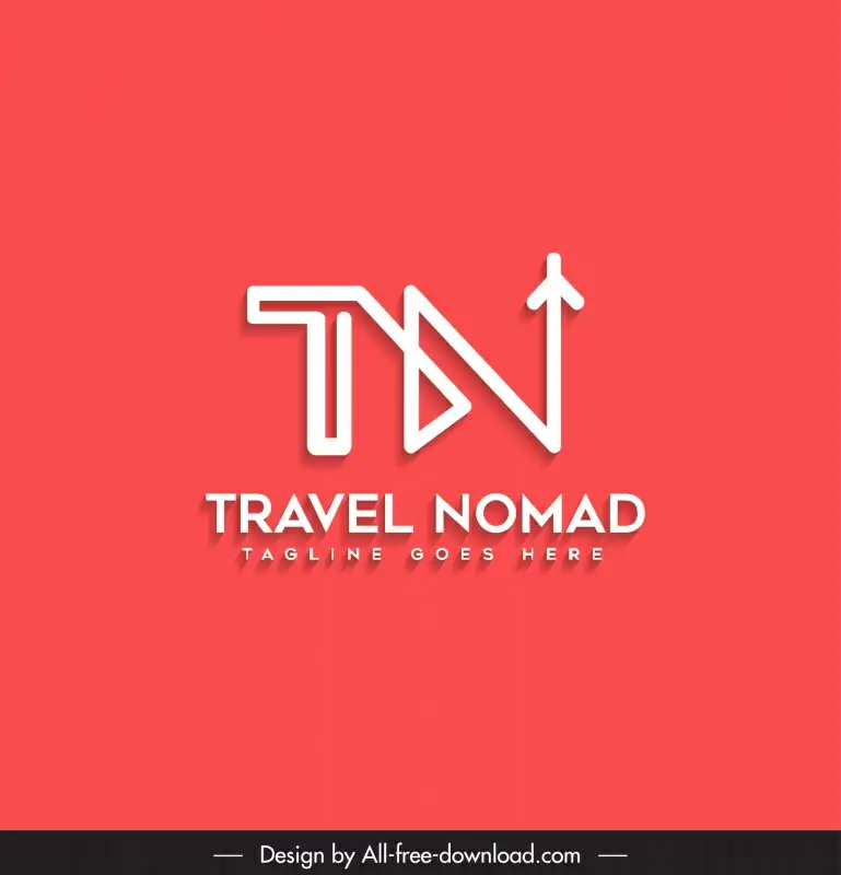 travel nomad logo template flat stylized texts airplane sketch