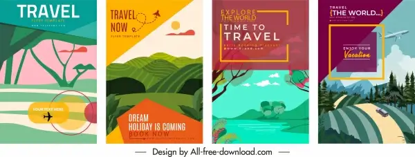 travel poster templates scenery sketch colorful classical