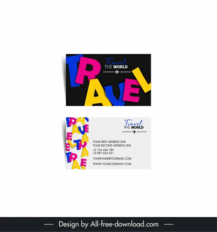 travel sale business card template dynamic flat texts layout 