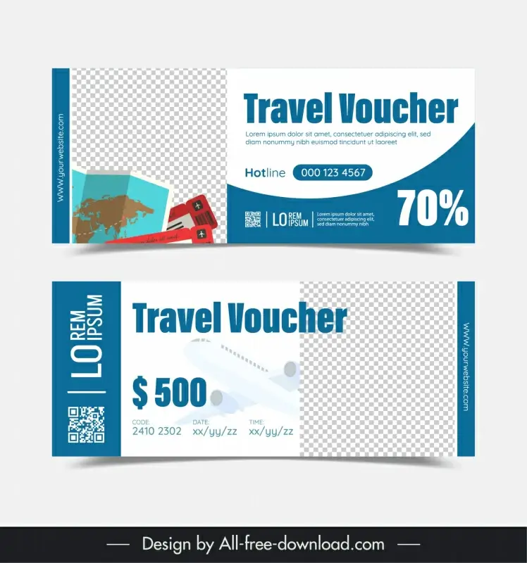 travel voucher template elegant checkered ticket map 