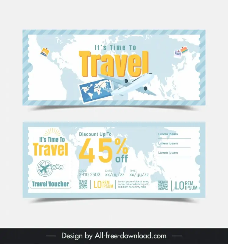 travel voucher templates flat world map decor