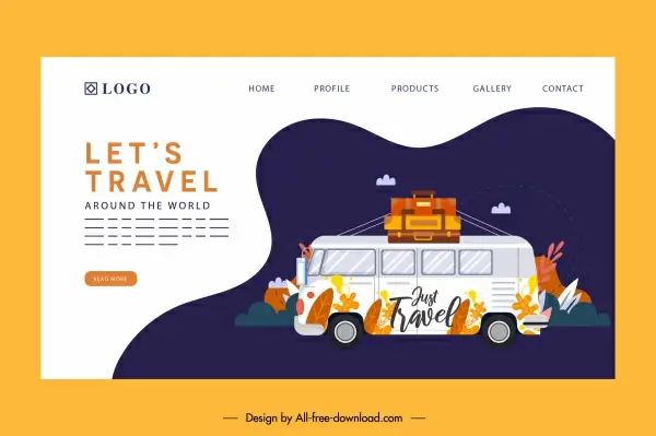 travel web site template classic bus luggages decor