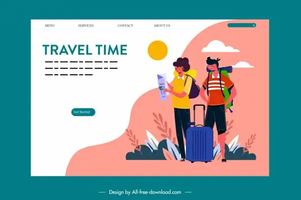 travel webpage template colorful classic decor