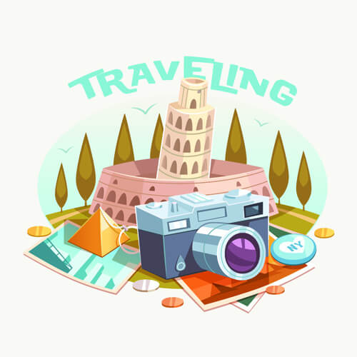 traveling with adventures vintage vector background