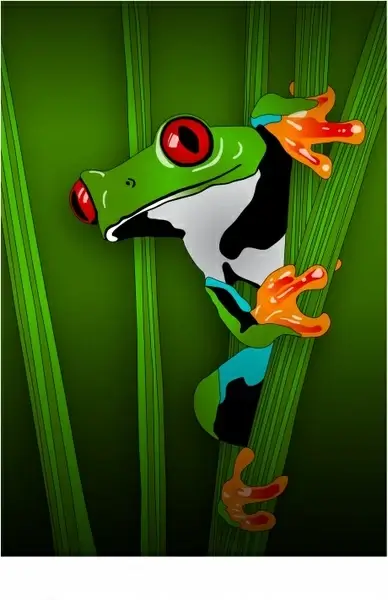 nature background green frog icon decor