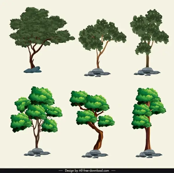 Trees icons colored modern sketch Vectors graphic art designs in editable  .ai .eps .svg .cdr format free and easy download unlimit id:6852111