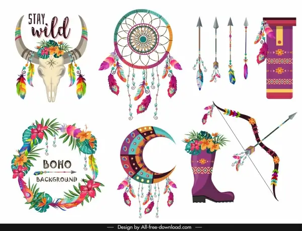 tribal design elements colorful classical symbols decor