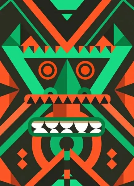 tribal mask background colorful decor scary design