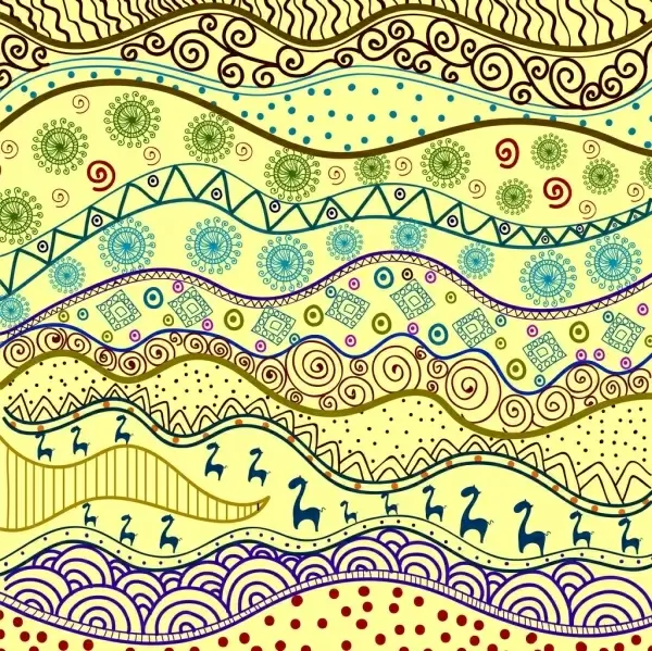 tribal pattern background bright colorful curves design 