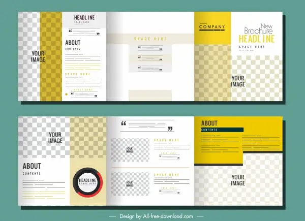 trifold brochure templates modern bright checkered decor