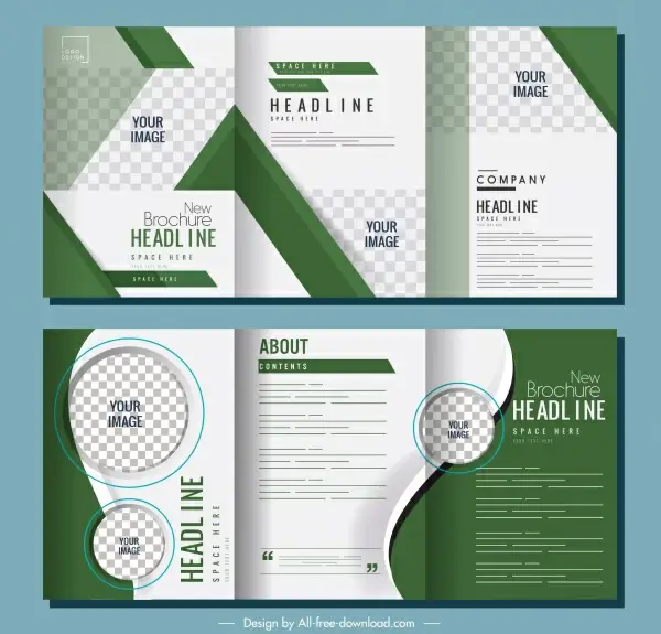 trifold brochure templates modern elegant green checkered decor