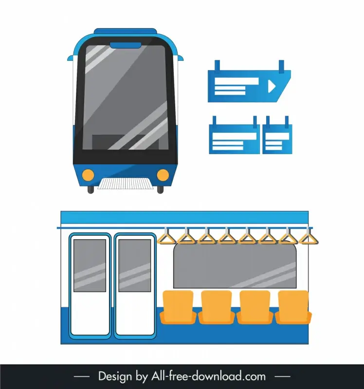 trolleybus metro design elements flat outside inside sketch