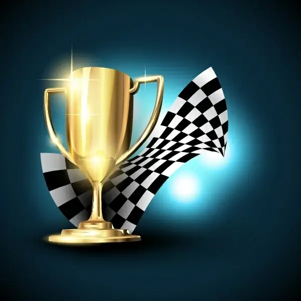 race champion background modern 3d trophy flag sketch