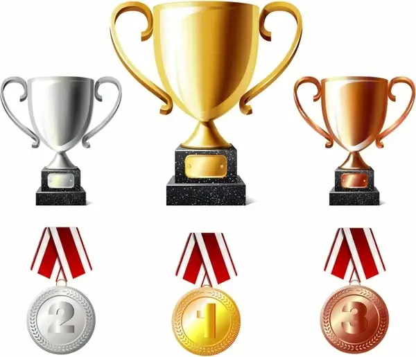 Trophy cups and medals
