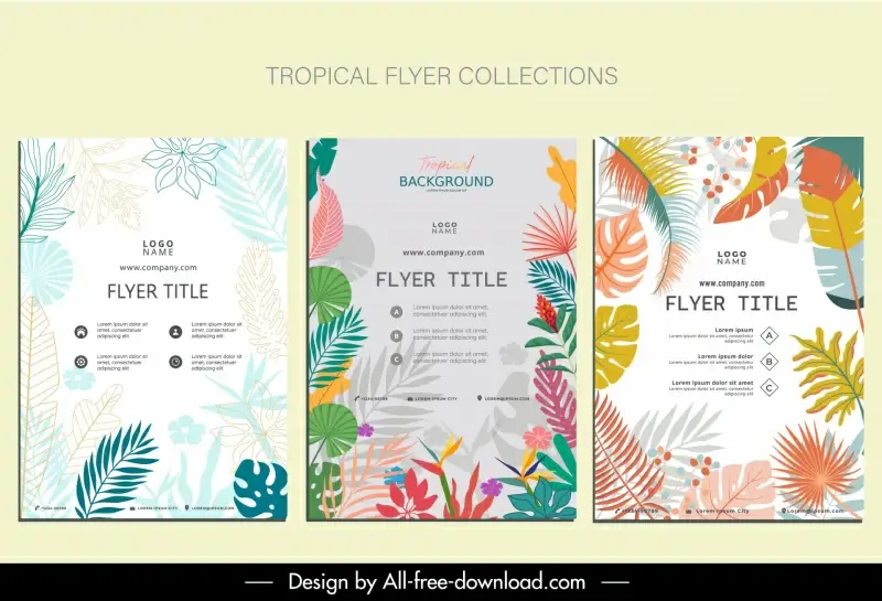 tropical flyer templates collection elegant classical nature elements
