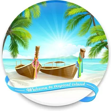 tropical islands holiday background design vector