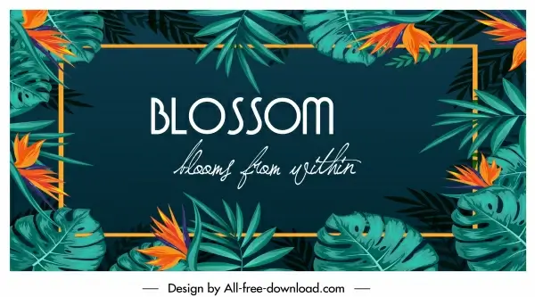 tropical nature background blossom flowers leaves decor 